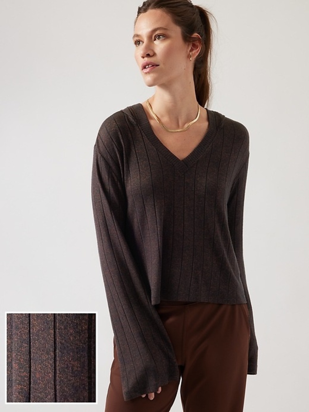 Athleta Harmony Hoodie Sweatshirt in Mahogany Heather Size Med